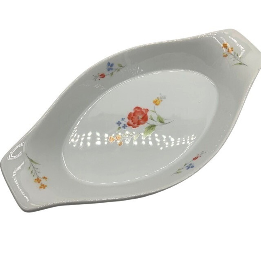 Vintage Hearthside Poppy Garden 24 Oz Oval Baker Bake N' Serve Japan Floral